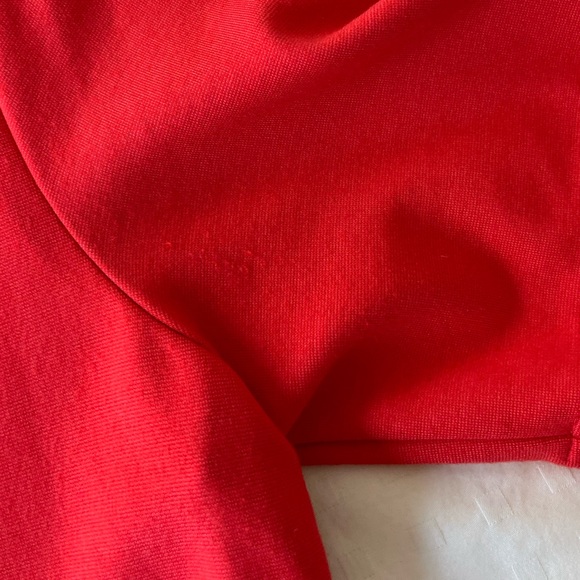 SOLD SONNET JAMES Red & Beige Abstract Swirl Short Sleeve Midi Play Dress Size S - Picture 15 of 16